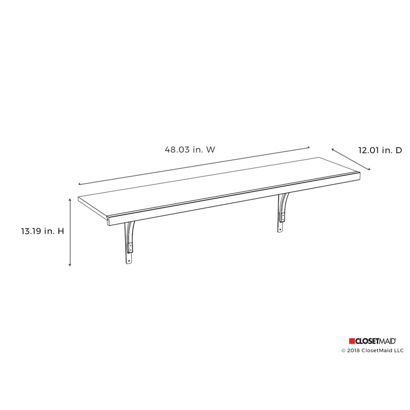 Ensemble de tablettes en bois de qualité supérieure 48 ", H 13,19 po x l 48,03 po x P 12,01 po