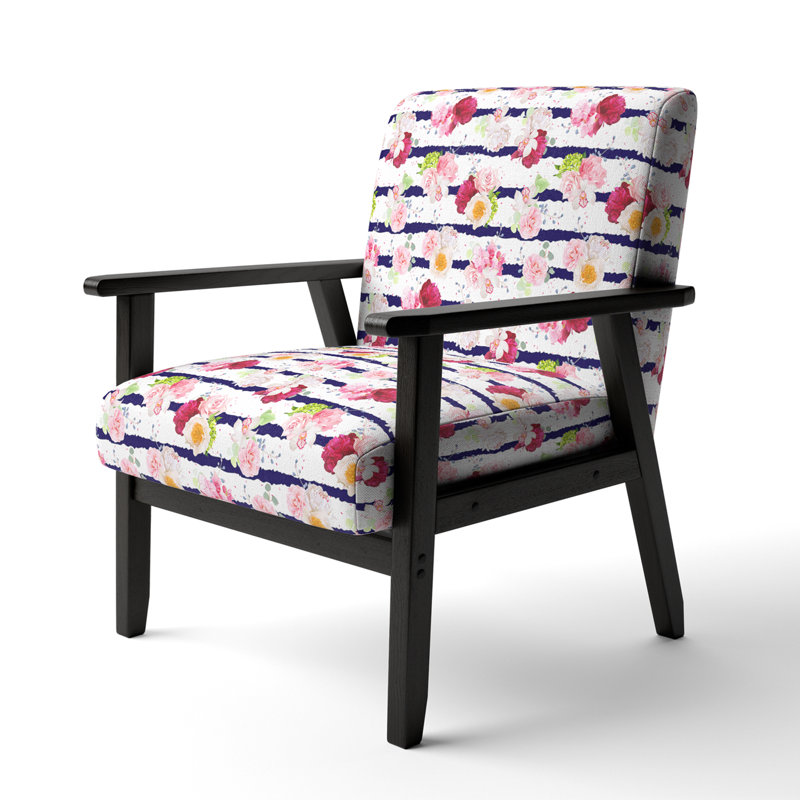 Bouquet de fleurs roses - Fauteuil d'appoint rembourré à motifs