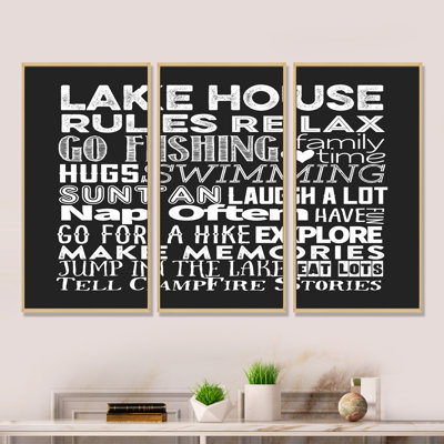 " Lake House Rules " 3 Piece Art Print