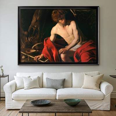 Saint John the Baptist in the Wilderness (Nelson-Atkins Version)-Caravaggio-Framed Gallery Wrapped Canvas-c. 1604–1605