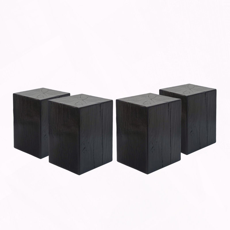Wood-Look Square-Column MGO End Table,  Inches, Distressed Finish, Versatile For Indoor And Outdoor Use, Black