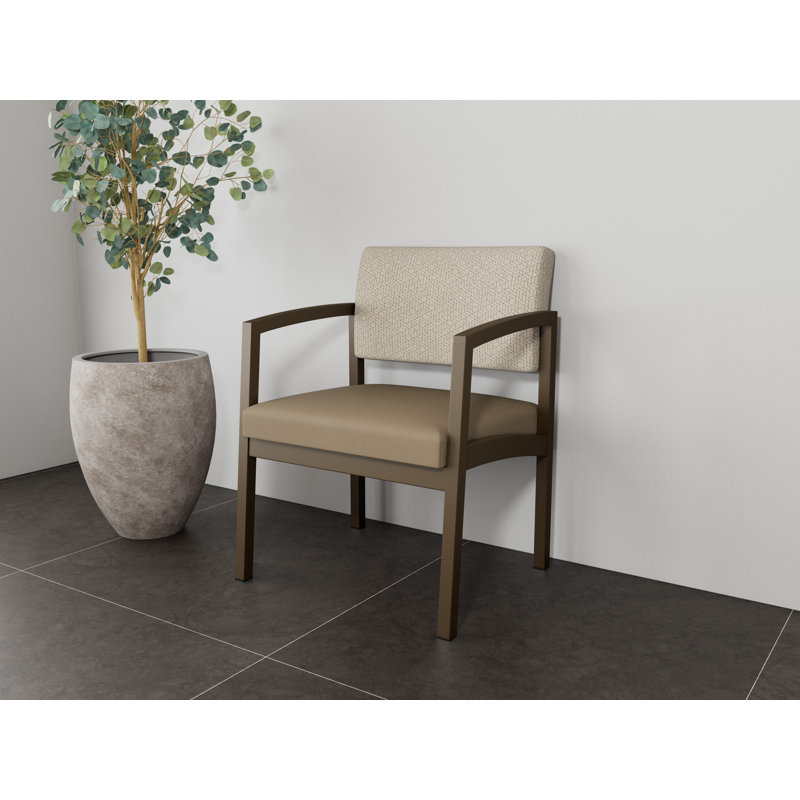 Chaise d'invité en acier Lenox, Bronze, Noir Visite Libre - tissu uni