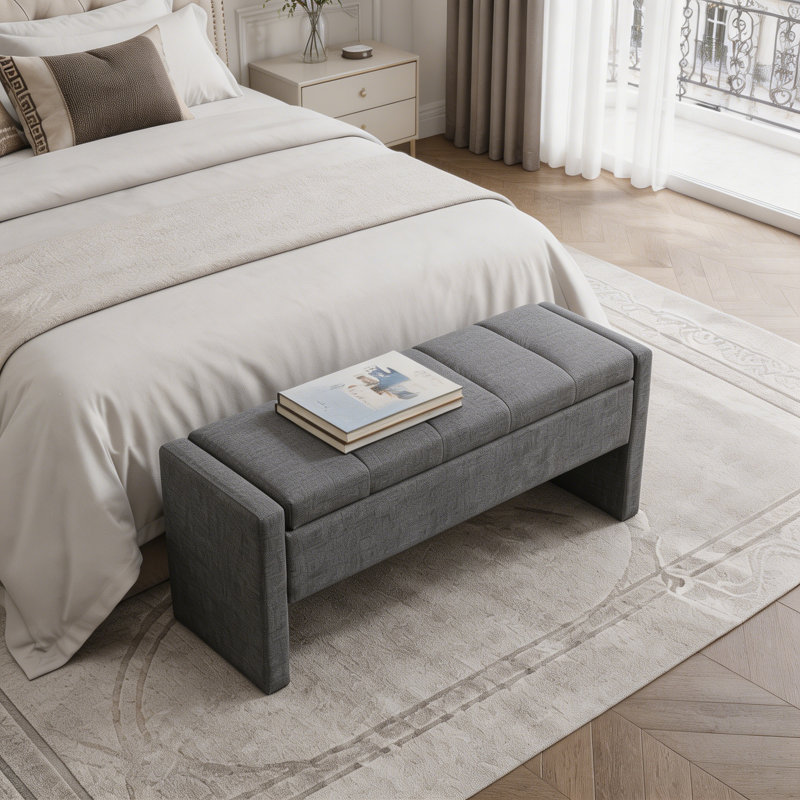 Banc de lit moderne avec rangement, Gris foncé