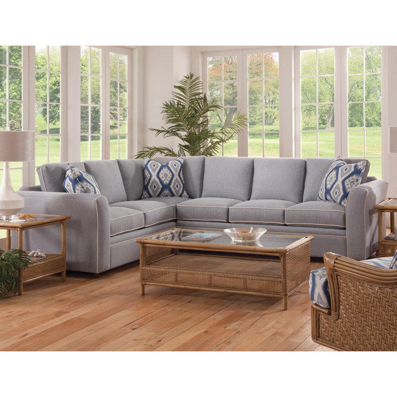 Northfield Two-Piece L Sectional With Queen Sleeper, Right Hand Facing, Blue Chenille/Velvet Solid; 0809-63
