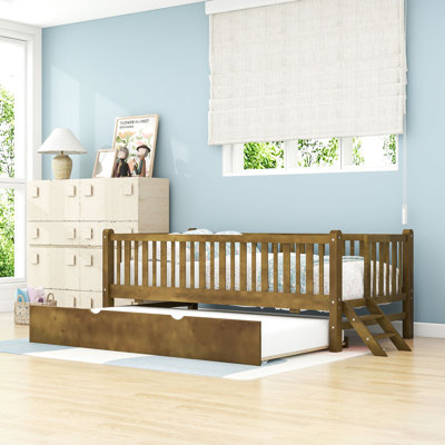 Lit simple pour enfant en bois avec lit gigogne et lattes