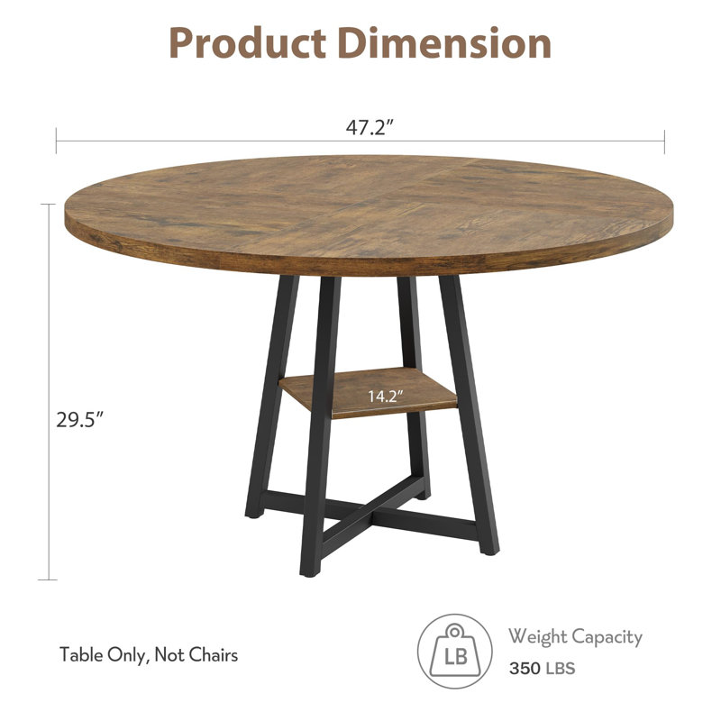 119.9 cm Rectangular Dining Table, Brown