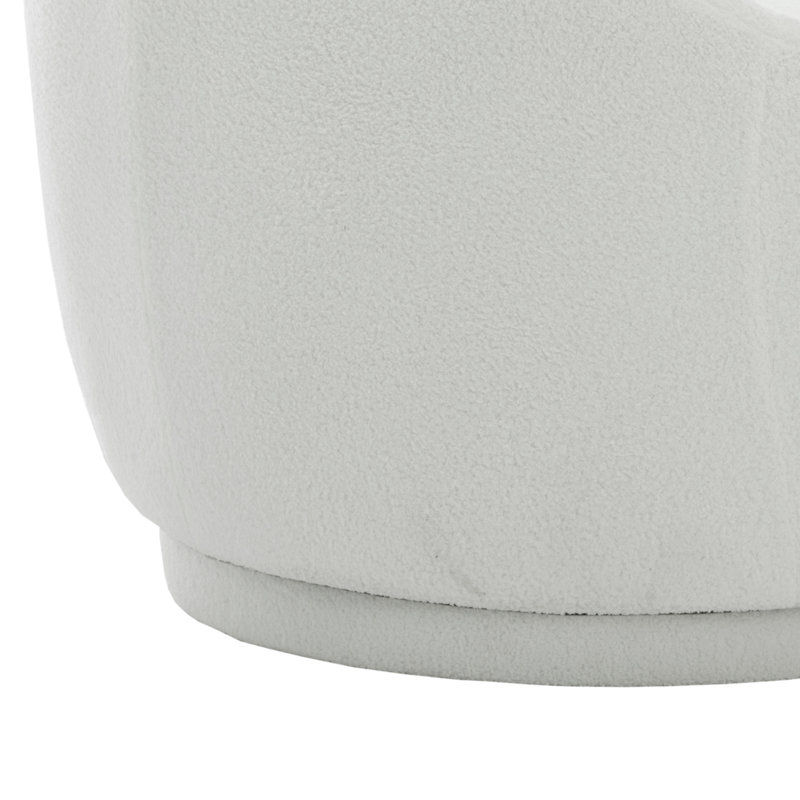 Aunna Upholstered Swivel Barrel Chair, White Boucle
