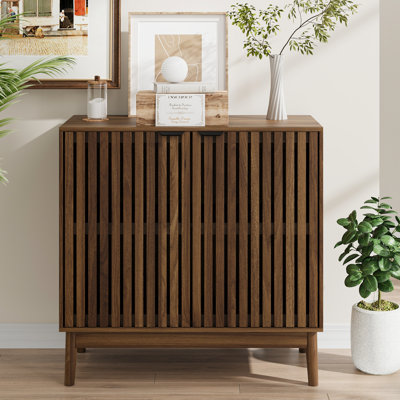 Sideboard Cabinet,Fluted Accent Cabinet with Two Doors & Shelves,Freestanding TV Stand,Coffee Bar for Living Room by Latitude Run