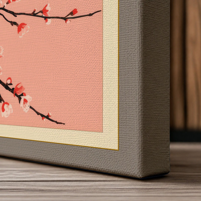 Moonlit Cherry Blossom Japandi - Wrapped Canvas, 18x12 - 45.7 x 30.5 cm, Taupe Border