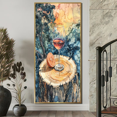 Gillyard pamplemousse avec verre de vin dans un vignoble - Décoration murale vignoble