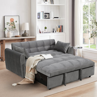 Canapé-lit 65 po 3-en-1 pliable, canapé-lit double convertible en velours moderne avec dossier et coussins réglables, canapé-lit pour le salon et la chambre à coucher