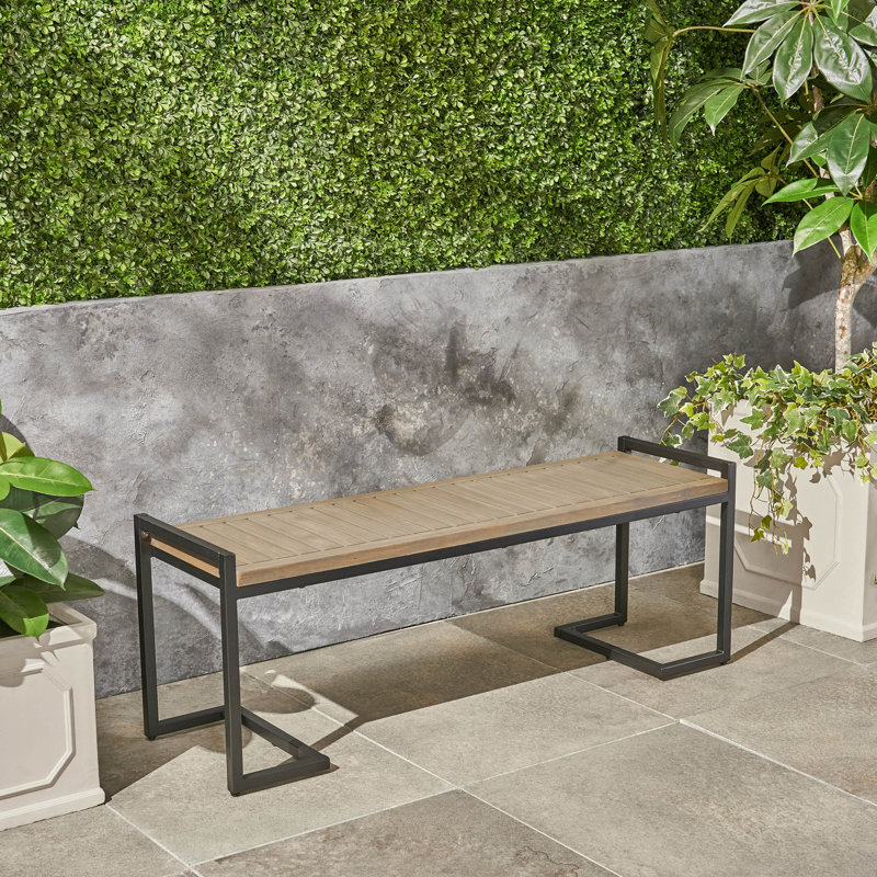 Banc industriel en bois et métal Hopkins, Gris