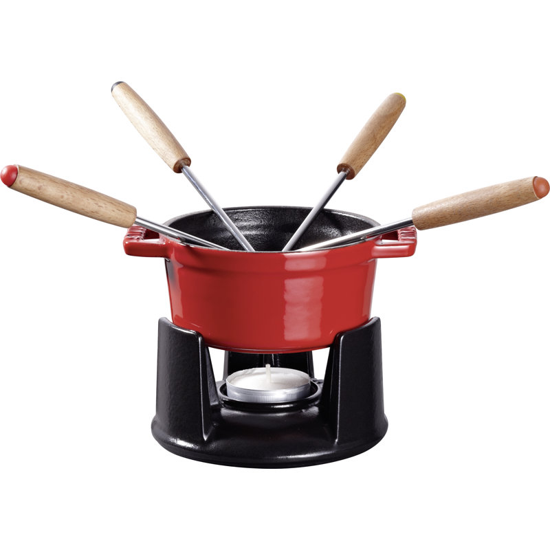 STAUB Cast Iron Fondue Set 0.25L, Cherry