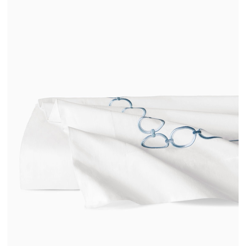 Catena Percale Flat Sheet, White/Sea, Full