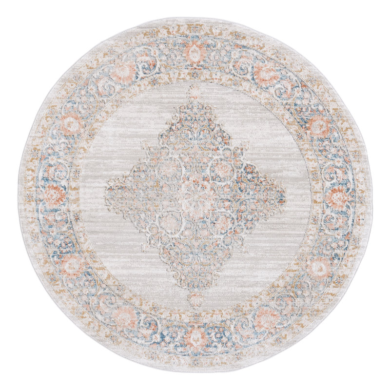 Tapis oriental gris / rose Sandtoft, Rond 6 pi 7 po