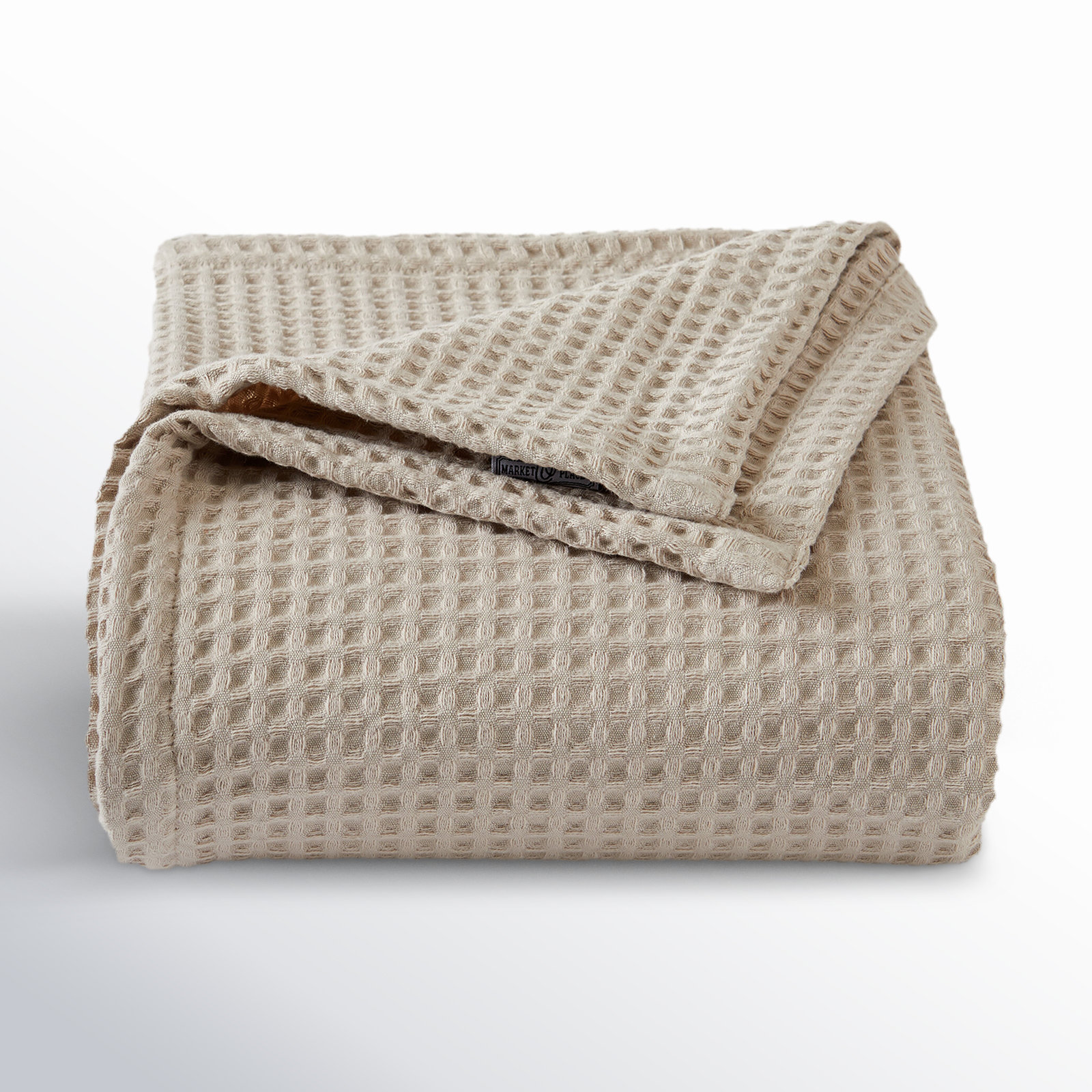 Vila Cotton Waffle Throw Blanket, Taupe, King