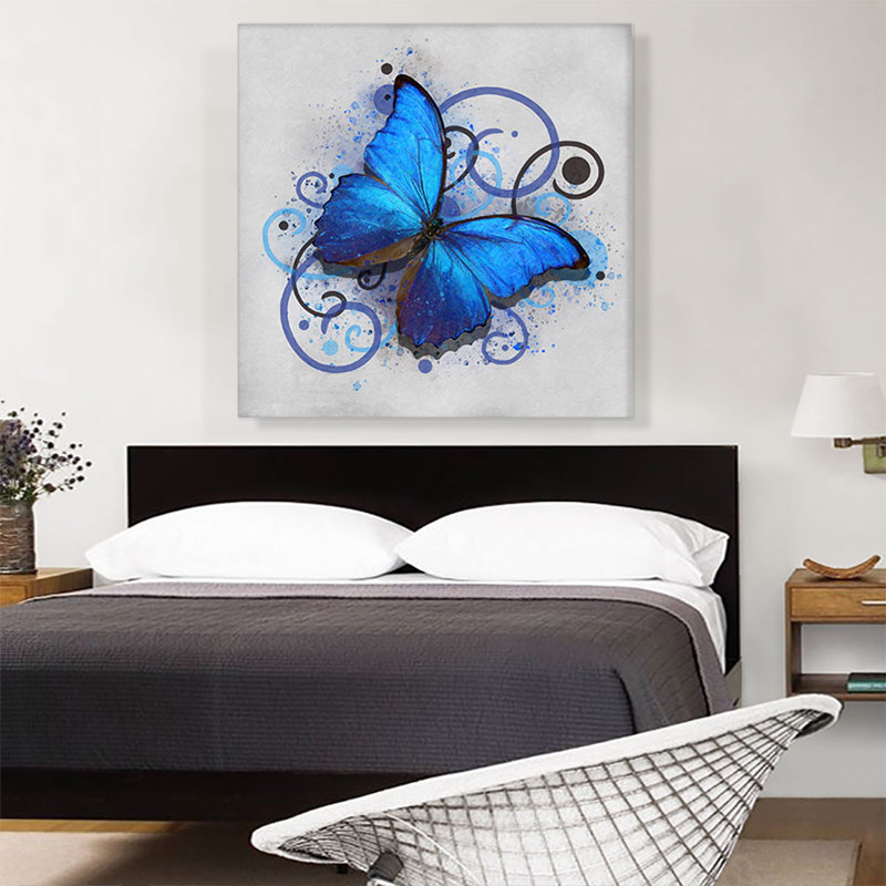 «Baby Blue Butterfly Wings», reproduction d'art sur toile tendue, H 36 po x l 36 po x 1,5 po