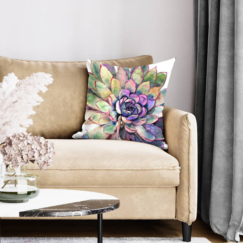 Multicolored succulent - 20"x20" Throw pillow - Poly twill - Print on demand