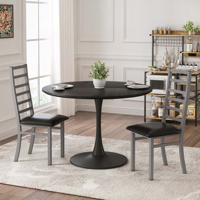 Chaises de salle à manger en polyuréthane avec dossier haut, Gris