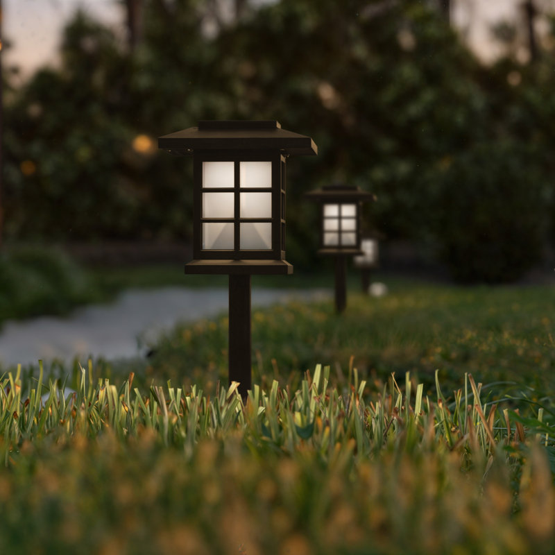 Rutland All - Weather Lantern Design Solar Powered LED Landscape Lights, Brown