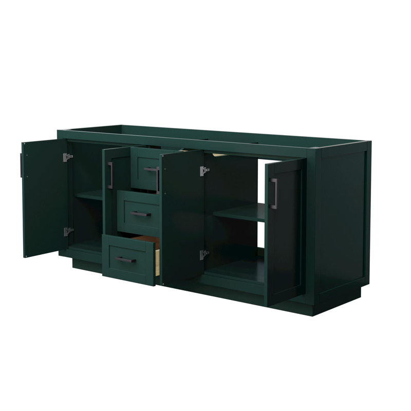 Base de meuble-lavabo double autoportant 71 po Miranda seulement, Vert foncé / noir