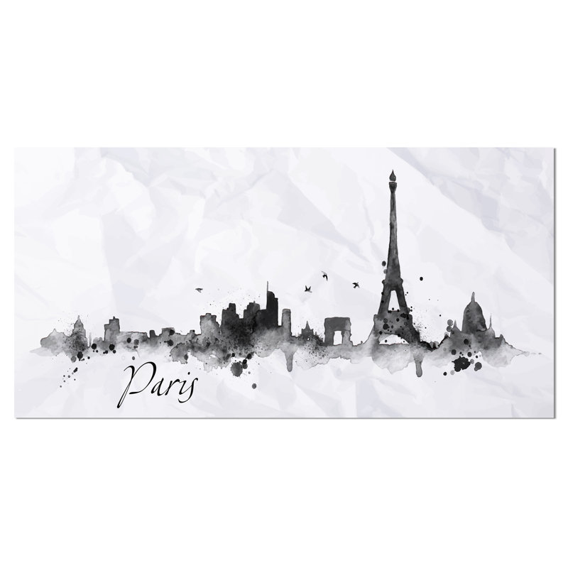 Paysage urbain «Paris with Eiffel Silhouette», peinture, H 20 po x l 40 po x P 1 po, H 36 po x l 46 po x P 1,5 po
