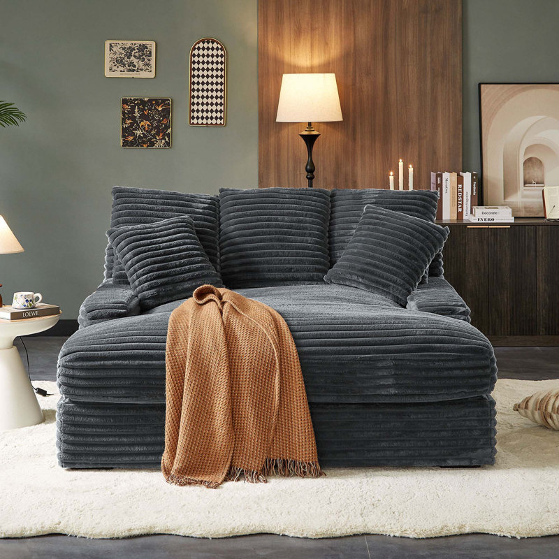 Canapé-lit double confortable avec accoudoirs carrés élégants pour la maison, Gris foncé