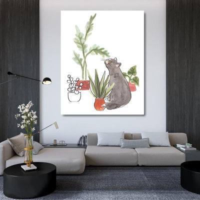 «Red Barrel Studio® Vess, June Erica», reproduction d'art sur toile tendue: Purrfect Plants IV