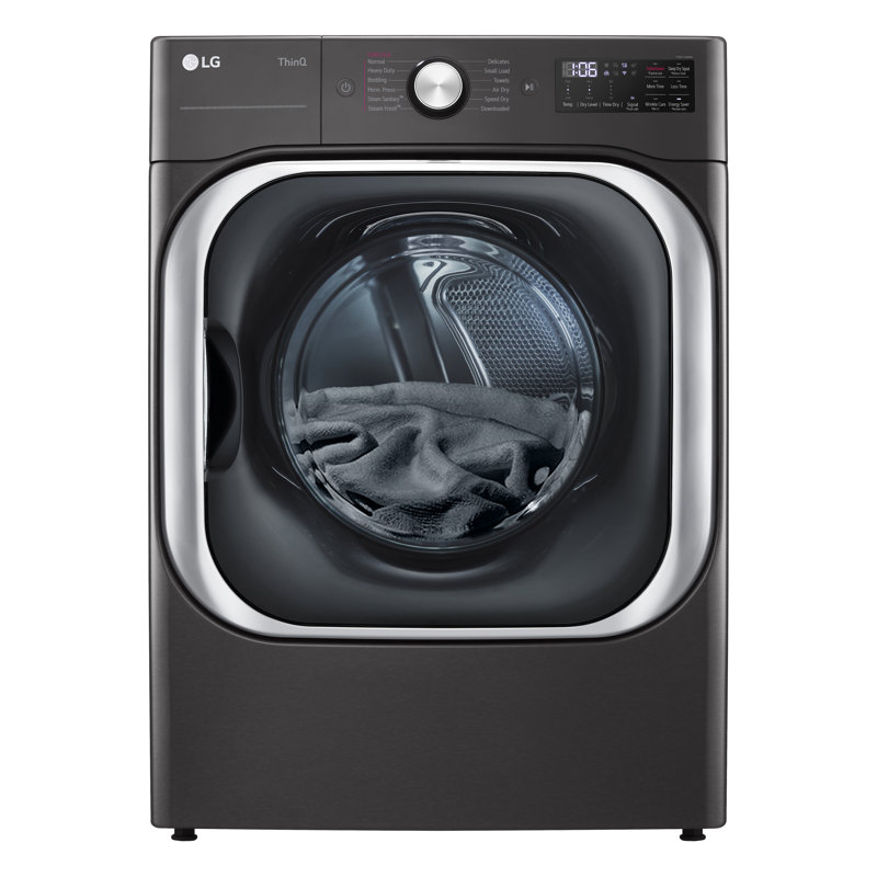 LG Mega Capacity Smart Wi-Fi Enabled Front Load Gas Dryer with TurboSteam® and Built-In Intelligence, Smooth Black, 9.0 cu. ft.