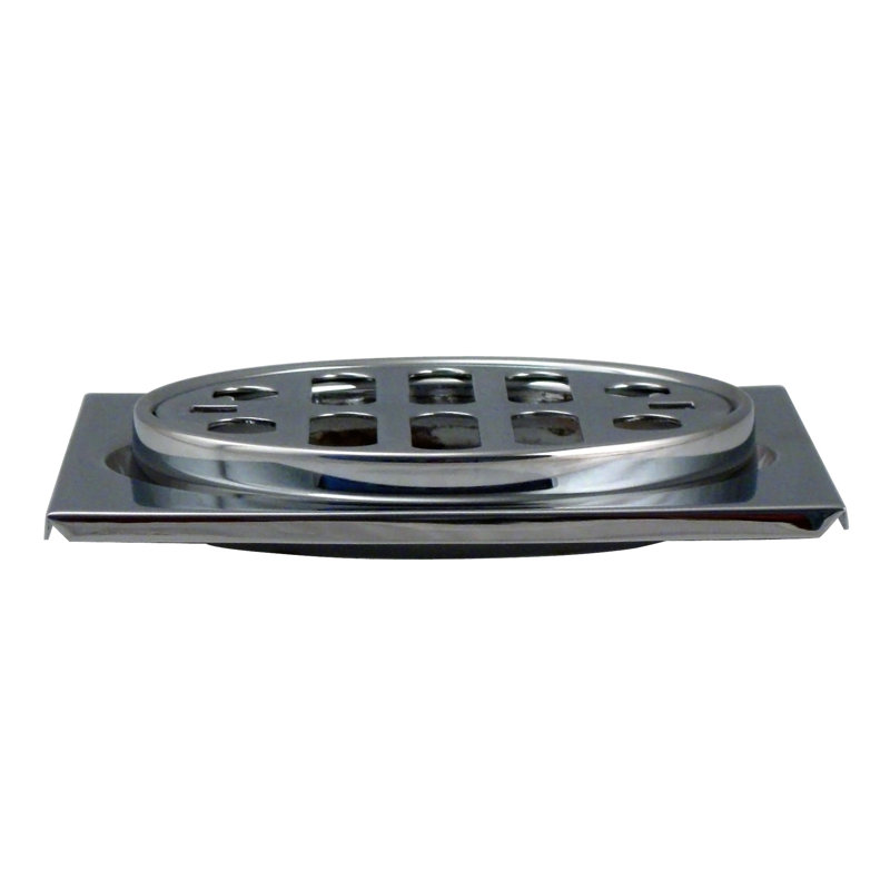 Carré de carreau de douche 4-1 / 4 "avec couvercle de bonde rond 3-1 / 2" DO, Nickel poli