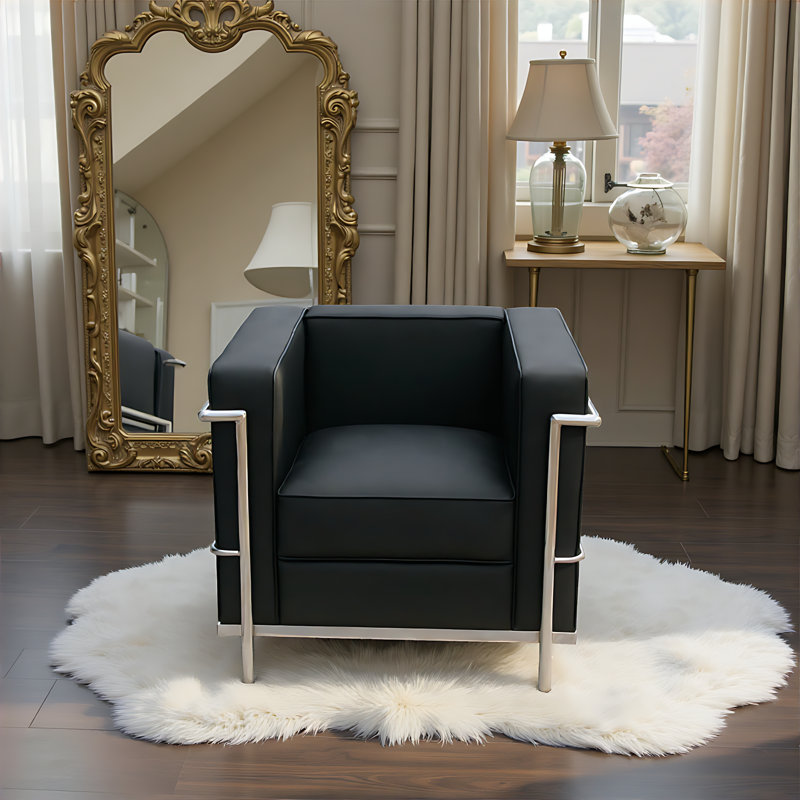 Chaise en cuir Rhoni, Cuir noir