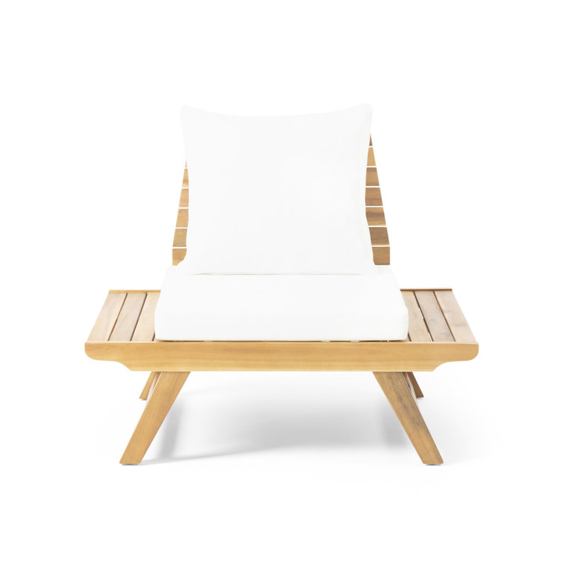 Club Chair - Made From Wood With Look And To Wear Tear Shell Outdoor Shade Cushions, Natural, White