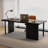 Black Rectangular Solid Wood desk-628449763