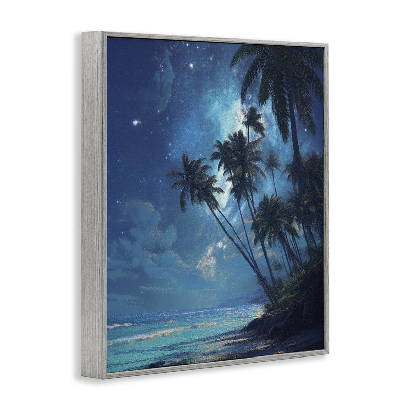 Giclée encadrée par Moonlit Beach, dessin de Ziwei Li, H 30 po x l 24 po, Estampe numérique Farmhouse
