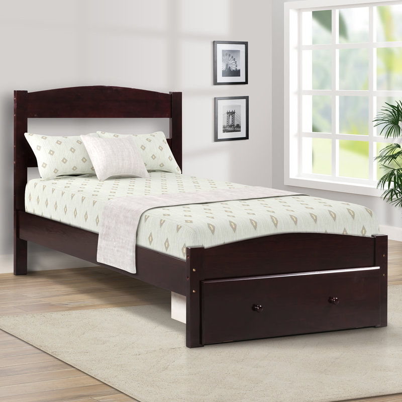 Lit plateforme simple en bois massif par Latitude Run®, Noir