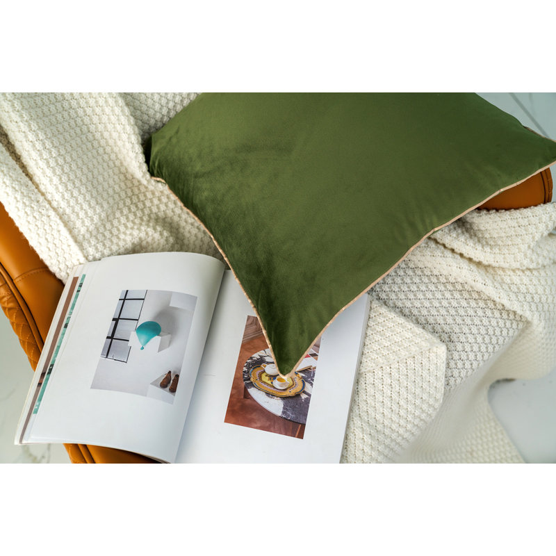 Solid Colour Reversible Throw Pillow, Green