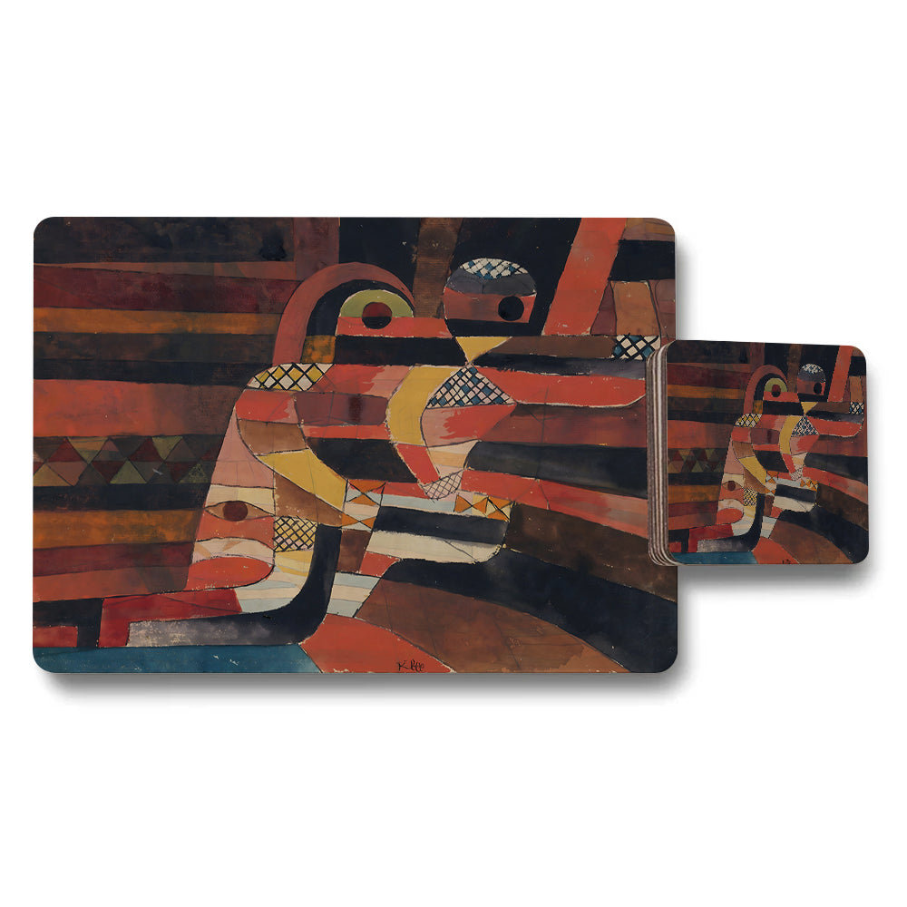 Abstract Geometric Placemat Coaster Set Warm Earth Tones