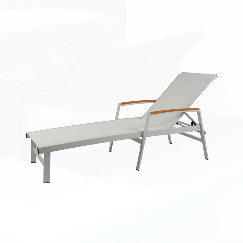 Adjustable Outdoor Chaise Lounge With Aluminum Frame And Mesh Seating For Maximum Comfort And Durability, Silver