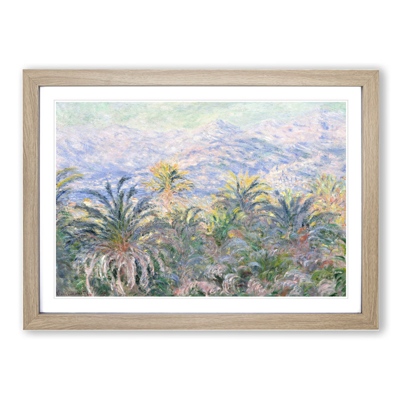 Palm Trees at Bordighera by Claude Monet - Framed Print, 27cm H x 36cm W x 2cm D, Oak Framed