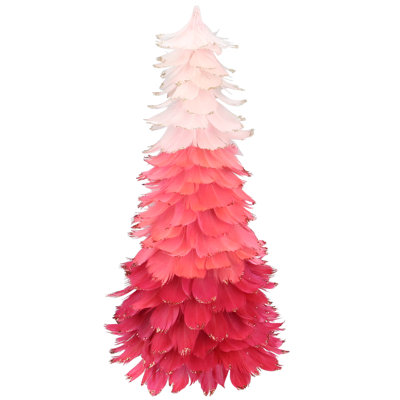 Arbre de Noël rose ombré à plumes et cône - non éclairé