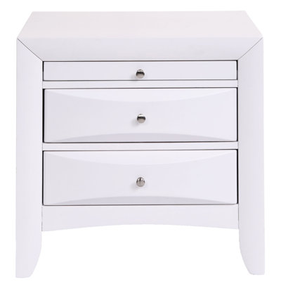 Table de chevet blanche rustique avec un grand tiroir pour la chambre à coucher de 2 po - Rehaussez l'apparence de votre chambre à coucher