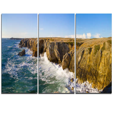 Original Acrylic Painting, Set of 3, 4x4 Box Canvases, Ocean Waves,  Scottish Coastline Art. 