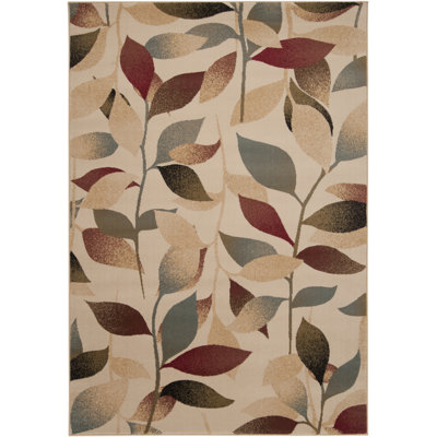 Feagin Floral Dark Red/Dark Brown Area Rug
