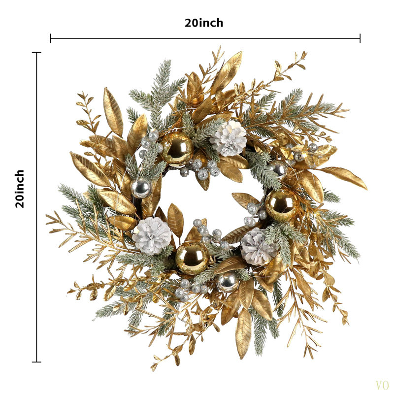 Guirlande de Noël avec guirlande décorative de porte de Noël 20 pouces avec lumières chaudes 2PCS