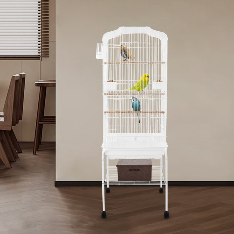 54X18x14.6” Bird Cage With Wheels, White