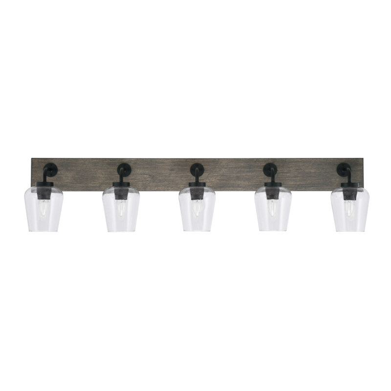 Barre d'éclairage de salle de bain 5 lumières Oxbridge, Clair, Noir mat / gris vieilli