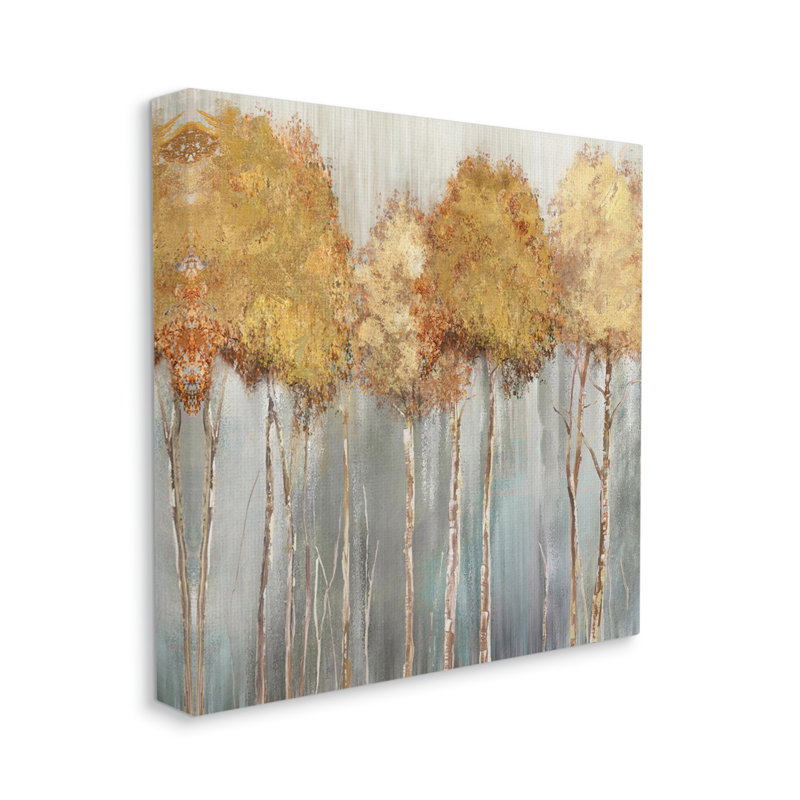 Neutre arbre forêt debout au-dessus de gris par Carson Lyons - Peinture, H 30 po x l 30 po x P 1,5 po, Toile tendue