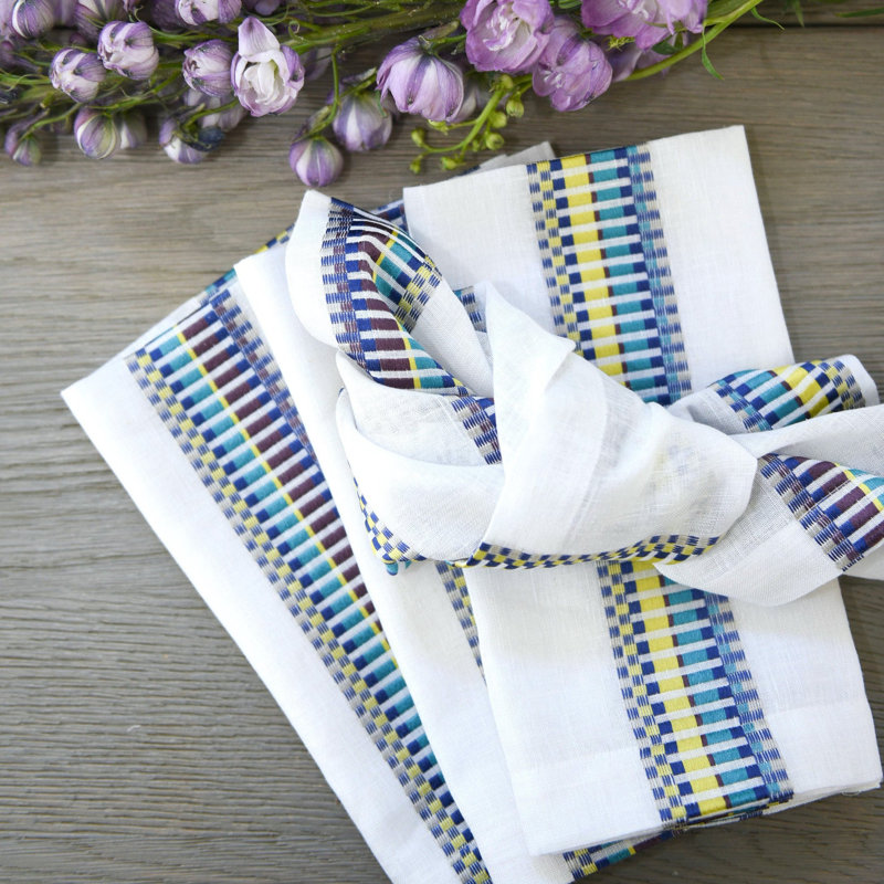 Sicily Linen Blend Striped Square Napkin