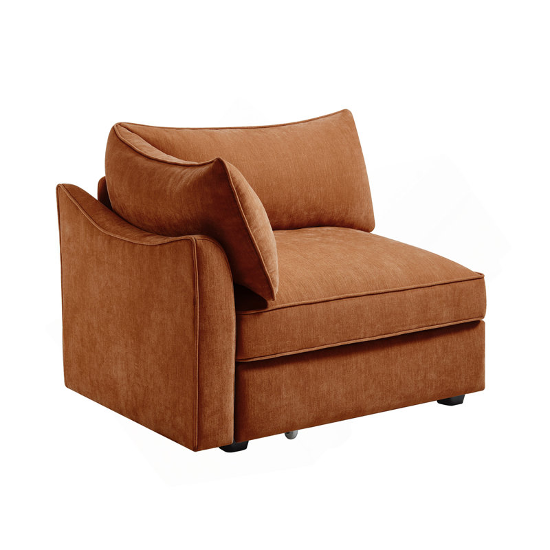 Canapé LSF velours orange, Orienté à gauche (vu de face)