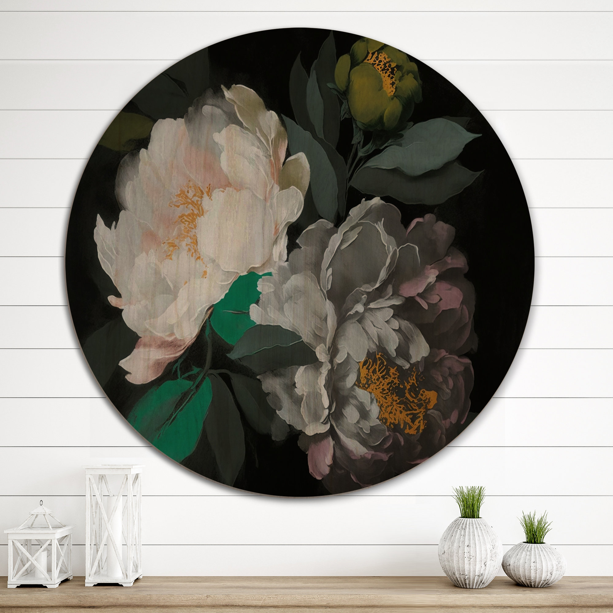 Red Barrel Studio® White Blossoming Peony On Black VI - Floral Peony ...